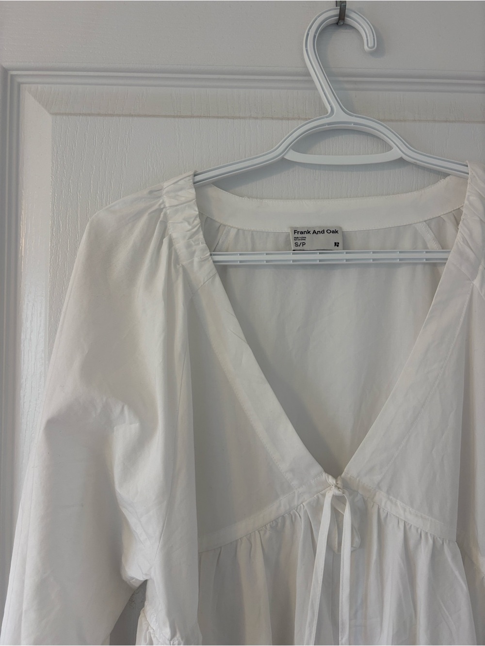Frank & Oak White Tie-Front Babydoll Dress - Picture 2 of 3